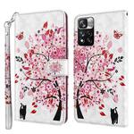 For Xiaomi Redmi Note 11 3D Painting Pattern TPU + PU Leather Phone Case(Cat Under The Tree)