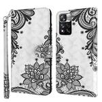For Xiaomi Redmi Note 11 3D Painting Pattern TPU + PU Leather Phone Case(Diagonal Black Flower)