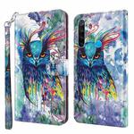 For Xiaomi Redmi Note 8 2021 3D Painting Pattern TPU + PU Leather Phone Case(Watercolor Owl)