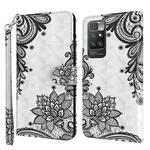 For Xiaomi Redmi 10 3D Painting Pattern TPU + PU Leather Phone Case(Diagonal Black Flower)