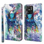 For Xiaomi Redmi 10C International Version 3D Painting Pattern TPU + PU Leather Phone Case(Watercolor Owl)