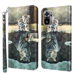For Xiaomi Redmi Note 10 / 10S 3D Painting Pattern TPU + PU Leather Phone Case(Cat Tiger)