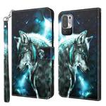 For Xiaomi Redmi Note 10 5G 3D Painting Pattern TPU + PU Leather Phone Case(Wolf)