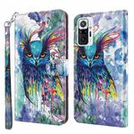 For Xiaomi Redmi Note 10 Pro / 10 Pro Max 3D Painting Pattern TPU + PU Leather Phone Case(Watercolor Owl)