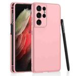For Samsung Galaxy S21 Ultra 5G GKK Ultra-thin Skin Feel Phone Case with Side Pen Slot & Stylus(Pink)