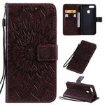 For OPPO A5 / A35 Pressed Printing Sunflower Pattern Horizontal Flip PU Leather Case with Holder & Card Slots & Wallet & Lanyard(Brown)