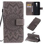 For OPPO A9 2020 / A5 2020 Pressed Printing Sunflower Pattern Horizontal Flip PU Leather Case with Holder & Card Slots & Wallet & Lanyard(Gray)