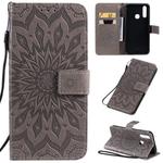 For Vivo Y15 / Y17 Pressed Printing Sunflower Pattern Horizontal Flip PU Leather Case with Holder & Card Slots & Wallet & Lanyard(Gray)