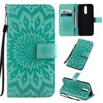 For Xiaomi Redmi 8 Pressed Printing Sunflower Pattern Horizontal Flip PU Leather Case with Holder & Card Slots & Wallet & Lanyard(Green)