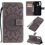 Xiaomi Redmi Note 8T Pressed Printing Sunflower Pattern Horizontal Flip PU Leather Case with Holder & Card Slots & Wallet & Lanyard(Gray)