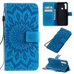 Xiaomi Redmi Note 8T Pressed Printing Sunflower Pattern Horizontal Flip PU Leather Case with Holder & Card Slots & Wallet & Lanyard(Blue)