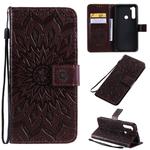 Xiaomi Redmi Note 8T Pressed Printing Sunflower Pattern Horizontal Flip PU Leather Case with Holder & Card Slots & Wallet & Lanyard(Brown)
