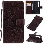 For Xiaomi Mi CC9 Pro / Mi Note 10 Pressed Printing Sunflower Pattern Horizontal Flip PU Leather Case with Holder & Card Slots & Wallet & Lanyard(Brown)