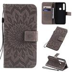 For Motorola MOTO One Pressed Printing Sunflower Pattern Horizontal Flip PU Leather Case with Holder & Card Slots & Wallet & Lanyard(Gray)