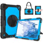 For Samsung Galaxy Tab S8+ 12.4 inch SM-X800 / SM-X806 Contrast Color Robot Shockproof Silicone + PC Tablet Case(Black+Blue)