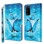 For Samsung Galaxy A03s 166mm 3D Painting Pattern TPU + PU Leather Phone Case(Three Butterflies)