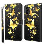 For Samsung Galaxy A13 5G 3D Painting Pattern TPU + PU Leather Phone Case(Gold Butterfly)