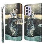 For Samsung Galaxy A33 5G 3D Painting Pattern TPU + PU Leather Phone Case(Cat Tiger)