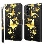 For Samsung Galaxy A82 5G 3D Painting Pattern TPU + PU Leather Phone Case(Gold Butterfly)