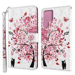 For Samsung Galaxy S22 Ultra 5G 3D Painting Pattern TPU + PU Leather Phone Case(Cat Under The Tree)