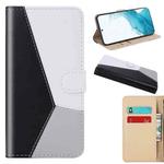 For Samsung Galaxy S22 5G Tricolor Stitching Horizontal Flip Leather Phone Case(Black)