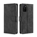 For OPPO A55s 5G Skin Feel Crocodile Texture Magnetic Clasp PU Leather Phone Case(Black)