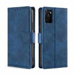 For OPPO A55s 5G Skin Feel Crocodile Texture Magnetic Clasp PU Leather Phone Case(Blue)