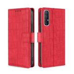 For OPPO Reno3 5G Japanese Version Skin Feel Crocodile Texture Magnetic Clasp PU Leather Phone Case(Red)