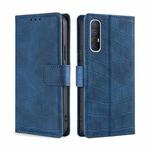 For OPPO Reno3 5G Japanese Version Skin Feel Crocodile Texture Magnetic Clasp PU Leather Phone Case(Blue)