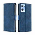 For OPPO Reno7 5G Skin Feel Crocodile Texture Magnetic Clasp PU Leather Phone Case(Blue)