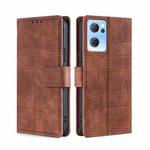 For OPPO Reno7 5G Skin Feel Crocodile Texture Magnetic Clasp PU Leather Phone Case(Brown)