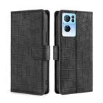 For OPPO Reno7 Pro 5G Skin Feel Crocodile Texture Magnetic Clasp PU Leather Phone Case(Black)