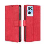 For OPPO Reno7 Pro 5G Skin Feel Crocodile Texture Magnetic Clasp PU Leather Phone Case(Red)