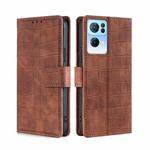 For OPPO Reno7 Pro 5G Skin Feel Crocodile Texture Magnetic Clasp PU Leather Phone Case(Brown)