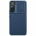 For Samsung Galaxy S22+ 5G NILLKIN QIN Series Pro Sliding Camera Cover Design Leather Phone Case(Blue)