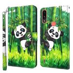 For Motorola Moto E7i Power / E7 Power 3D Painting Pattern TPU + PU Leather Phone Case(Panda Climbing Bamboo)