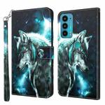 For Motorola Moto E20 / E30 / E40 3D Painting Pattern TPU + PU Leather Phone Case(Wolf)