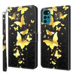 For Motorola Moto G22 3D Painting Pattern TPU + PU Leather Phone Case(Gold Butterfly)