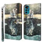 For Motorola Moto G22 3D Painting Pattern TPU + PU Leather Phone Case(Cat Tiger)