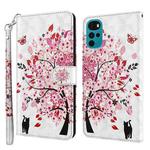 For Motorola Moto G22 3D Painting Pattern TPU + PU Leather Phone Case(Cat Under The Tree)