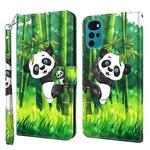 For Motorola Moto G22 3D Painting Pattern TPU + PU Leather Phone Case(Panda Climbing Bamboo)