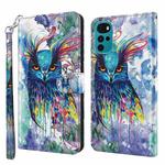 For Motorola Moto G22 3D Painting Pattern TPU + PU Leather Phone Case(Watercolor Owl)