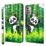 For Motorola Moto G30 / G20 / G10 3D Painting Pattern TPU + PU Leather Phone Case(Panda Climbing Bamboo)