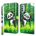 For Motorola Moto G31 / G41 3D Painting Pattern TPU + PU Leather Phone Case(Panda Climbing Bamboo)