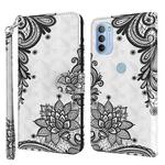 For Motorola Moto G31 / G41 3D Painting Pattern TPU + PU Leather Phone Case(Diagonal Black Flower)