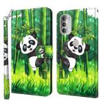For Motorola Moto G51 5G 3D Painting Pattern TPU + PU Leather Phone Case(Panda Climbing Bamboo)