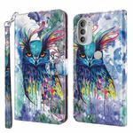 For Motorola Moto G51 5G 3D Painting Pattern TPU + PU Leather Phone Case(Watercolor Owl)