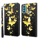 For Motorola Moto G60 3D Painting Pattern TPU + PU Leather Phone Case(Gold Butterfly)