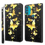 For Motorola Moto G71 5G 3D Painting Pattern TPU + PU Leather Phone Case(Gold Butterfly)