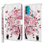 For Motorola Moto G71 5G 3D Painting Pattern TPU + PU Leather Phone Case(Cat Under The Tree)